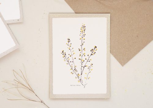 Carte Belles fêtes "Terre enchantée" - aquarelle dorée faite-main • papeterie unique • A6