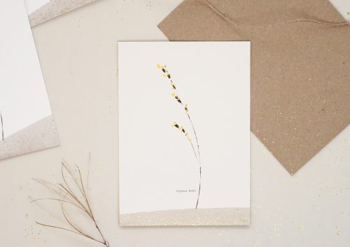 Carte Joyeux Noël "Terre enchantée" - aquarelle dorée faite-main • papeterie unique • A6